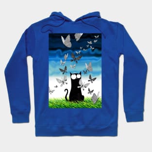 Black Cat and Butterflies Hoodie